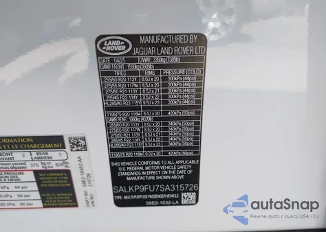 2025 Land Rover Range Rover P400 Se из США, поврежденный, VIN SALKP9FU7SA315726